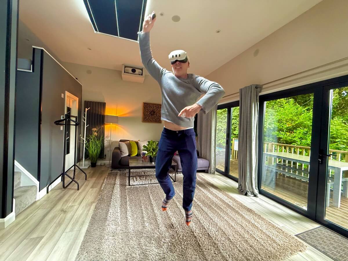 Full-body VR gaming in the cubes living space.