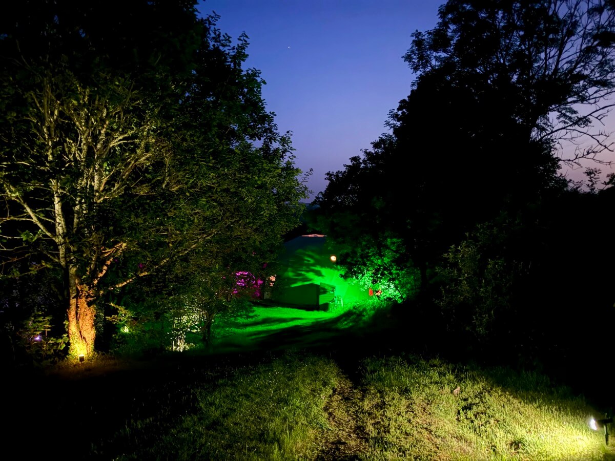 Magical illuminated pathway to the dome at night