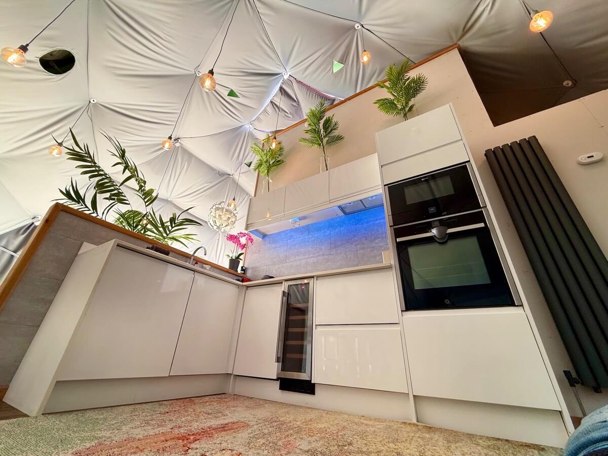 Contemporary kitchen layout with full amenities