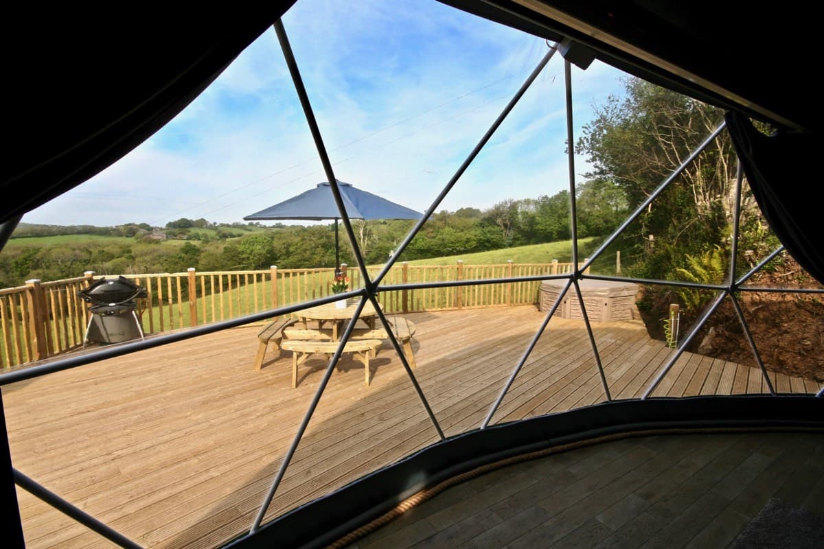 Peaceful ambiance: Exterior view showcasing the tranquility of the Sunridge Geodome