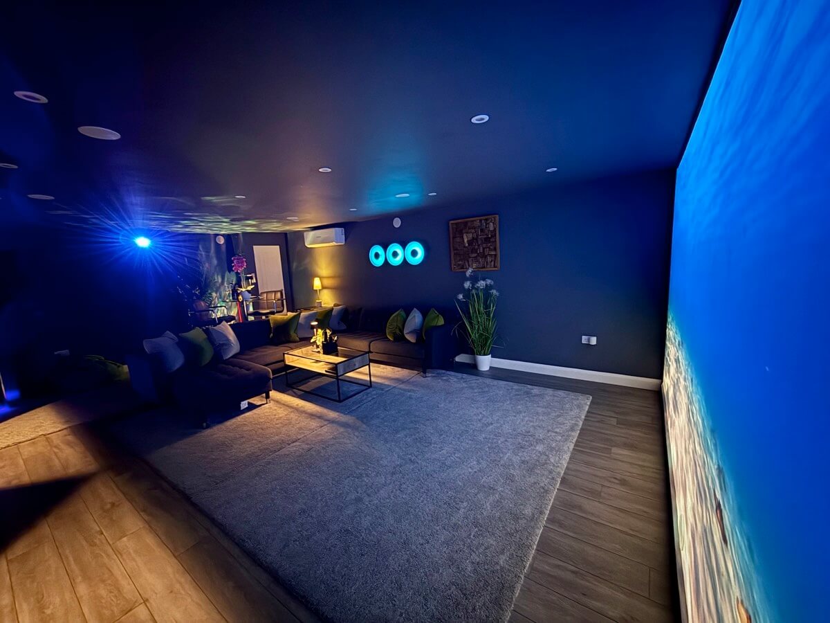Projection on the screen inside The Hub.